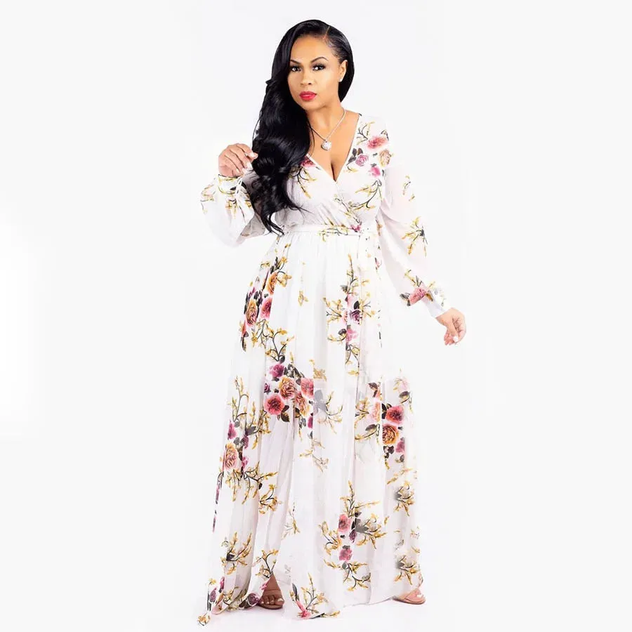 Women's Chiffon Loose 5XL Fashion Designer Long Dresses (Plus Size)