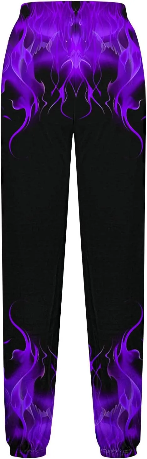 Women's Cool Fire Printed Joggers Pants 3D Novelty Casual Sweatpants 2024 Fall Cinch Bottom Athletic Lounge Trousers
