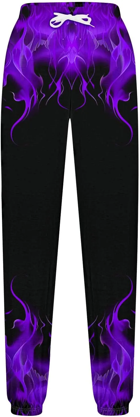 Women's Cool Fire Printed Joggers Pants 3D Novelty Casual Sweatpants 2024 Fall Cinch Bottom Athletic Lounge Trousers
