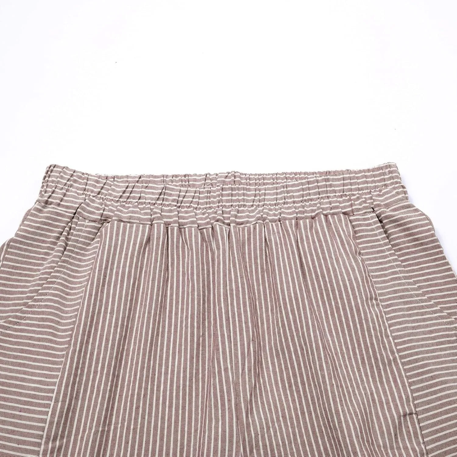Women's Cotton Linen Pants Womens Casual Loose Elastic Waist Cotton Trouser Cropped Wide Leg Pants with Pockets