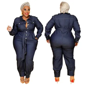 Women's Denim Jumpsuit 5XL Fashion Designer Overall Rompers (Plus Size)