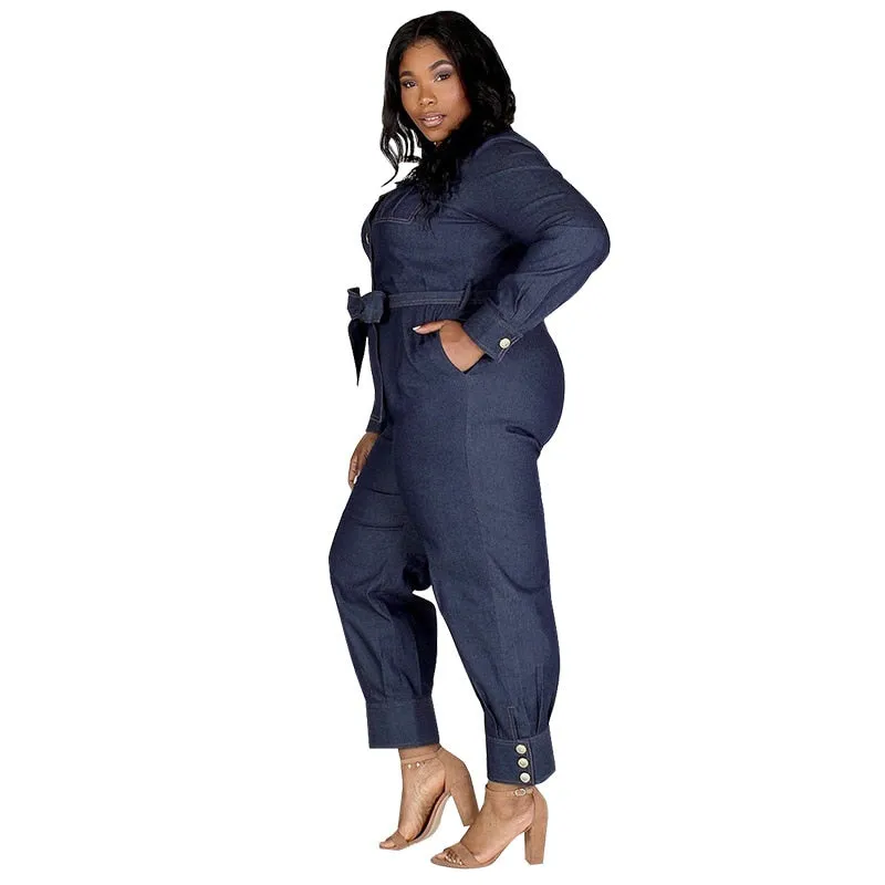 Women's Denim Jumpsuit 5XL Fashion Designer Overall Rompers (Plus Size)