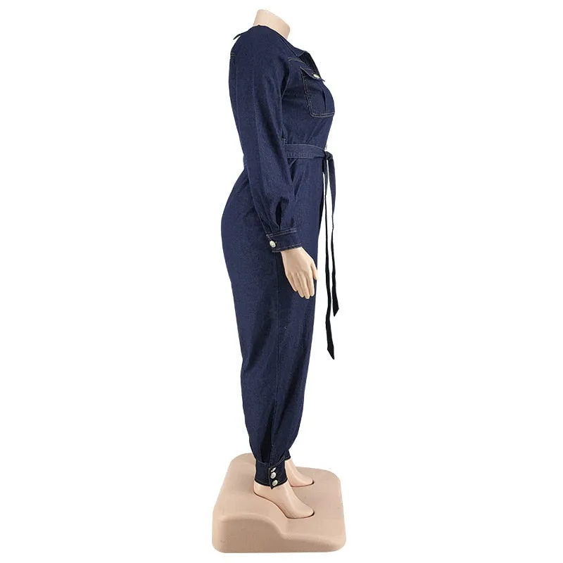Women's Denim Jumpsuit 5XL Fashion Designer Overall Rompers (Plus Size)