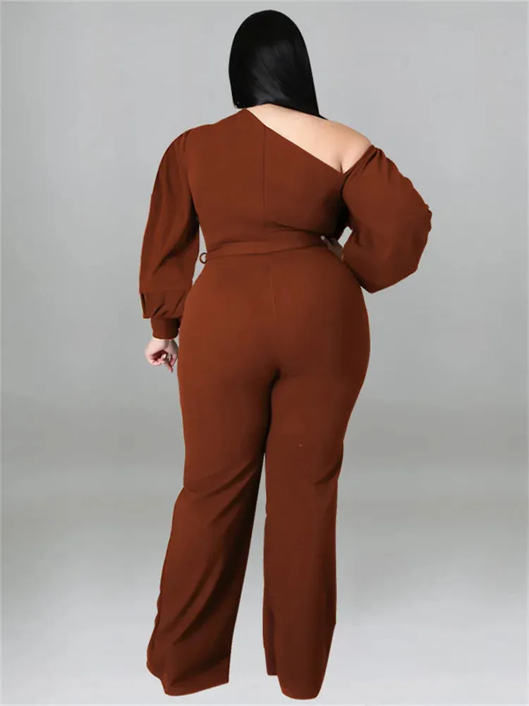 Women's Designer Fashion 5XL Puffed Sleeved Rompers Jumpsuits (Plus Size)