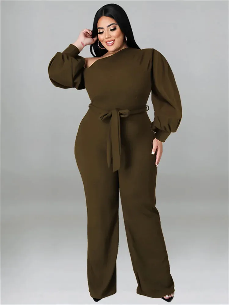 Women's Designer Fashion 5XL Puffed Sleeved Rompers Jumpsuits (Plus Size)