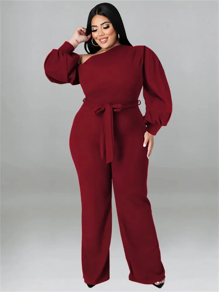 Women's Designer Fashion 5XL Puffed Sleeved Rompers Jumpsuits (Plus Size)