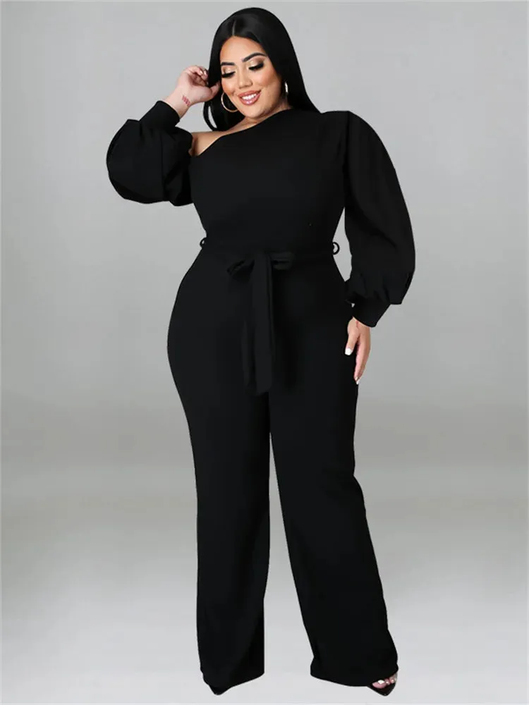 Women's Designer Fashion 5XL Puffed Sleeved Rompers Jumpsuits (Plus Size)