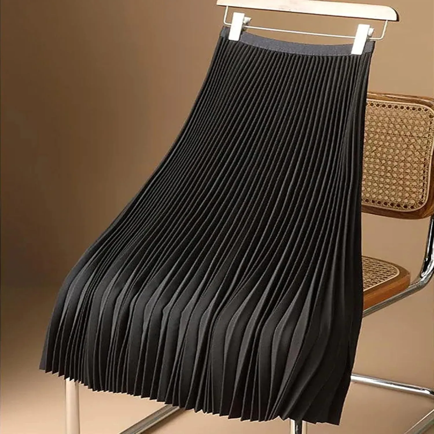 Womens Elastic Waist Flowy Pleated Maxi Skirt Swing Flowy Plus Size Skirts Comfy Elegant Dressy Causal A-Line Dress