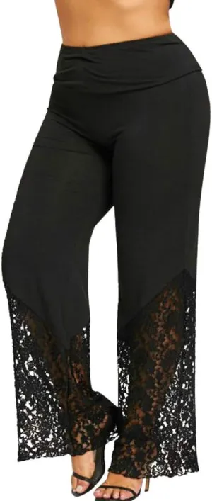 Women's Fake Denim Capris Lace Hem Floral Cropped Jeans Skinny Capri Leggings Plus Size Stretch Tights Short Pants