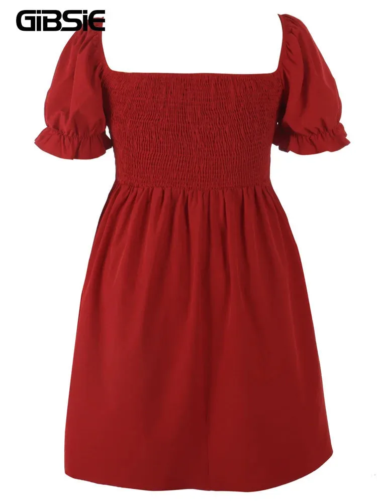 Women's Fashion Designer Stretchy 4XL Ruffle Trim Short Dresses (Plus Size)