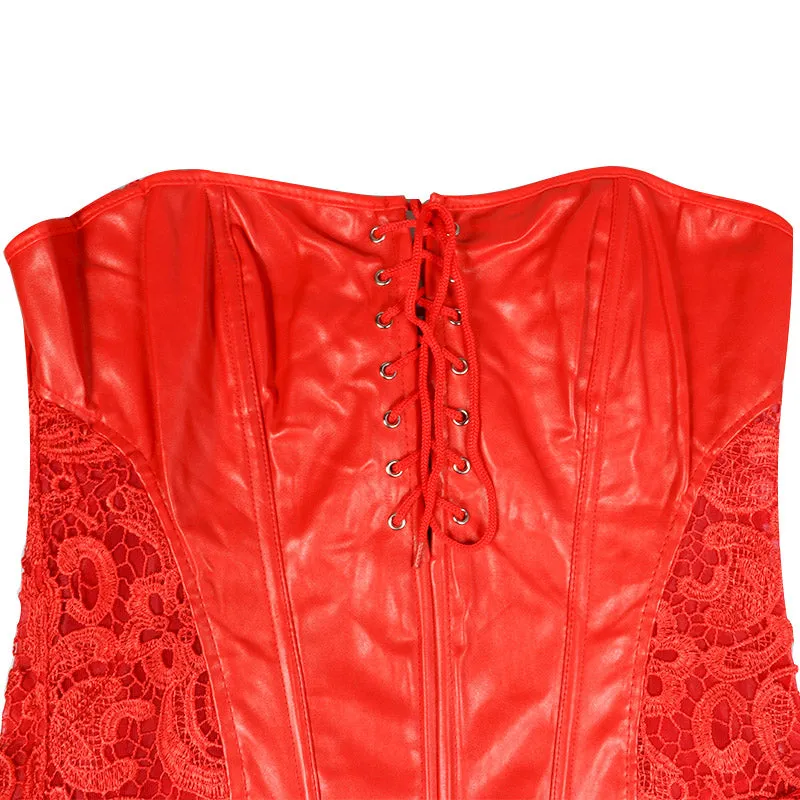 Women's Faux Leather & Lace Corset