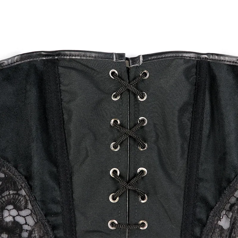 Women's Faux Leather & Lace Corset