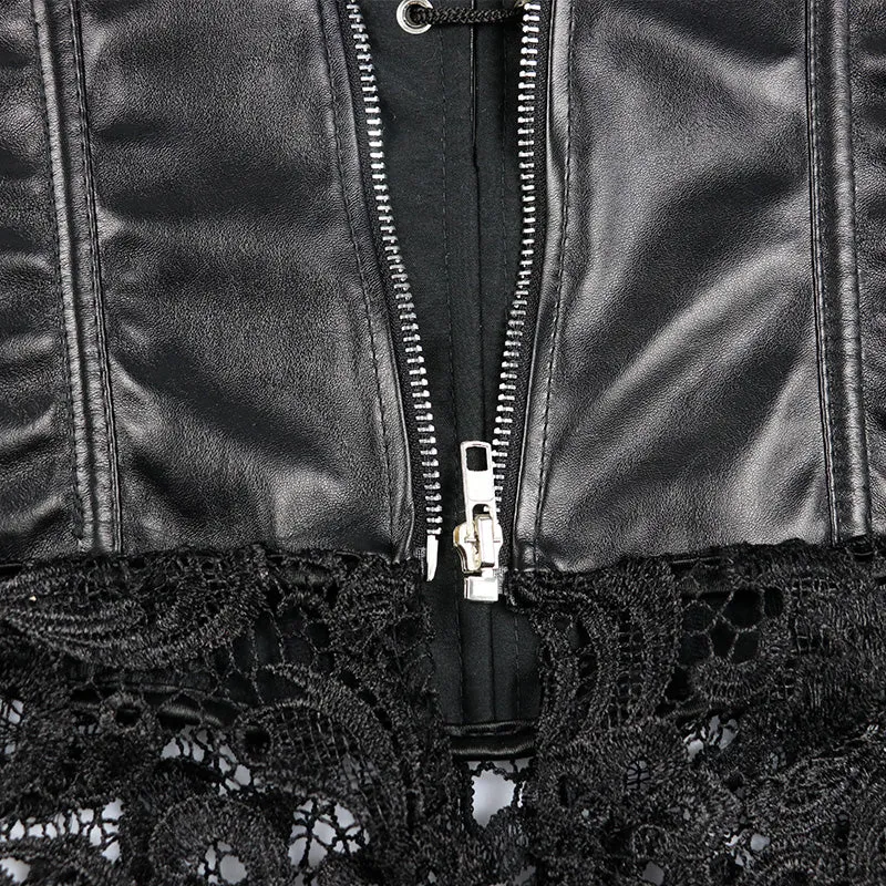 Women's Faux Leather & Lace Corset