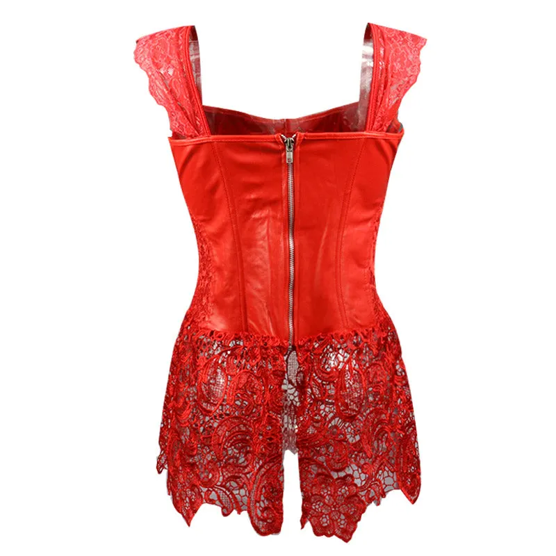 Women's Faux Leather & Lace Corset