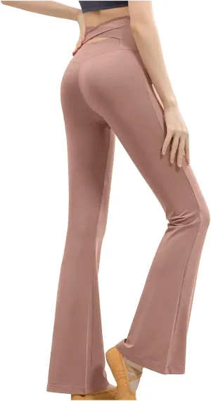 Womens Flare Leg Bootcut Sports Leggings Pants Spandex High Waisted Leggings Shapewear Stretch Pull-on Jeggings
