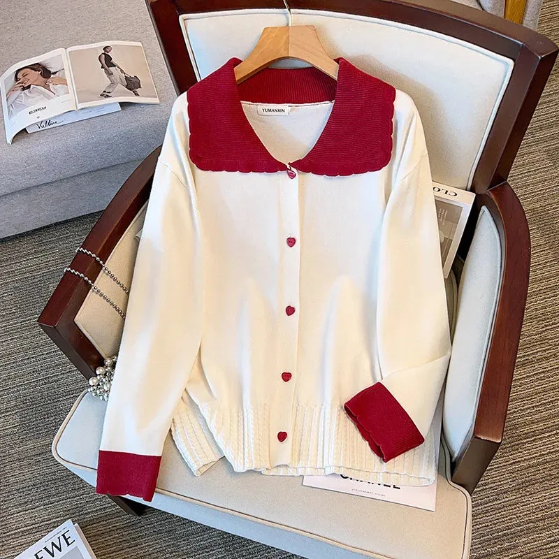 Women's Heart 5-9XL Fashion Designer Cardigans Knitted Jerseys (Plus Size)
