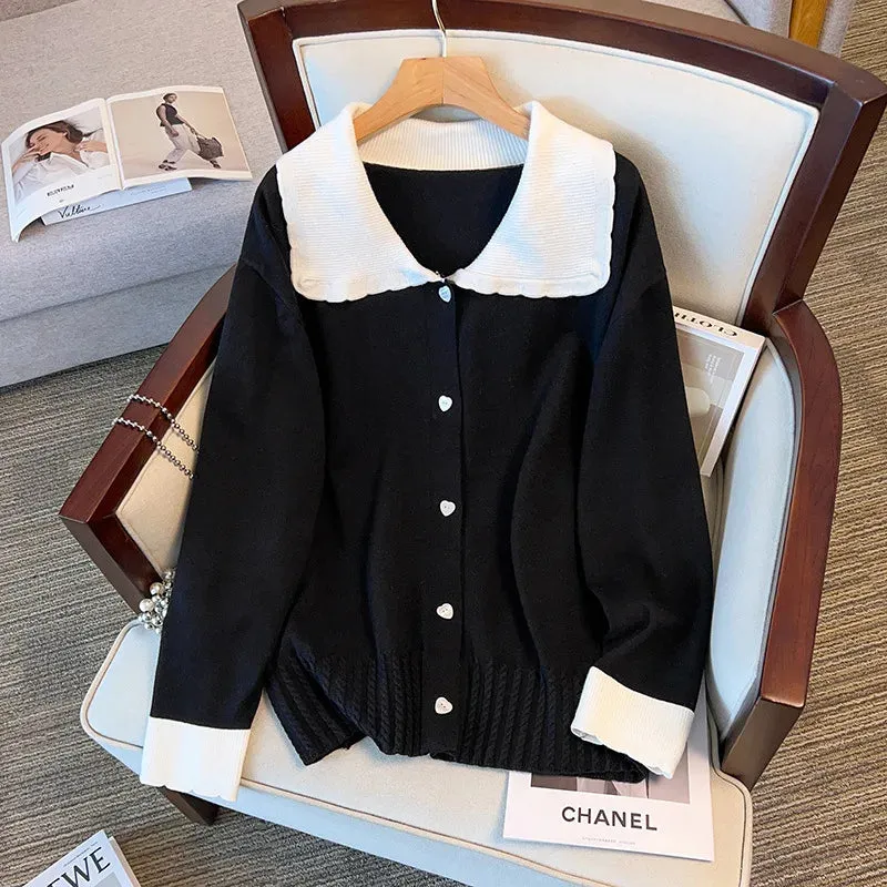 Women's Heart 5-9XL Fashion Designer Cardigans Knitted Jerseys (Plus Size)
