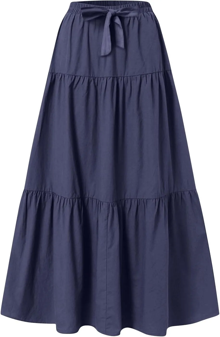 Womens High Waisted Basic Maxi Skirts 2025 Pleated Elastic Waist A-Line Skirt Trendy Summer Flowy Swing Long Skirts