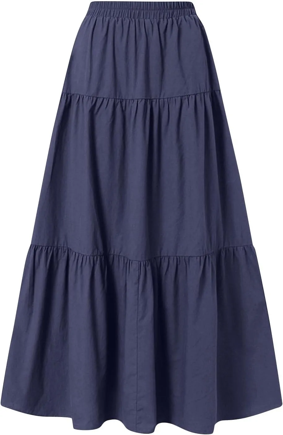 Womens High Waisted Basic Maxi Skirts 2025 Pleated Elastic Waist A-Line Skirt Trendy Summer Flowy Swing Long Skirts