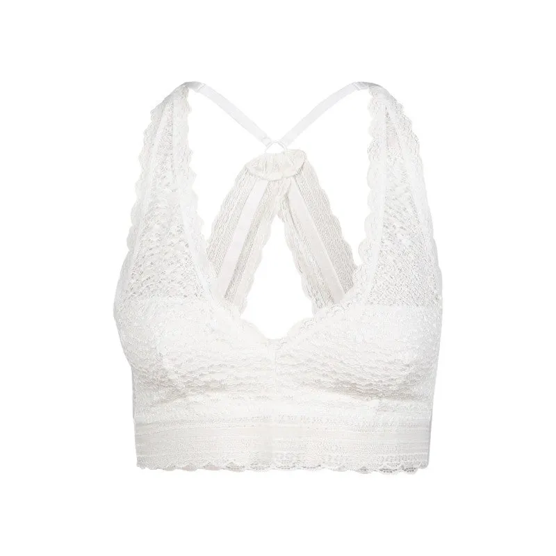 Women's Lace Hollow Out Cross Back Bralette
