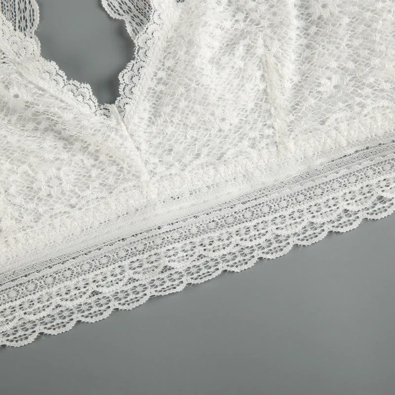 Women's Lace Hollow Out Cross Back Bralette