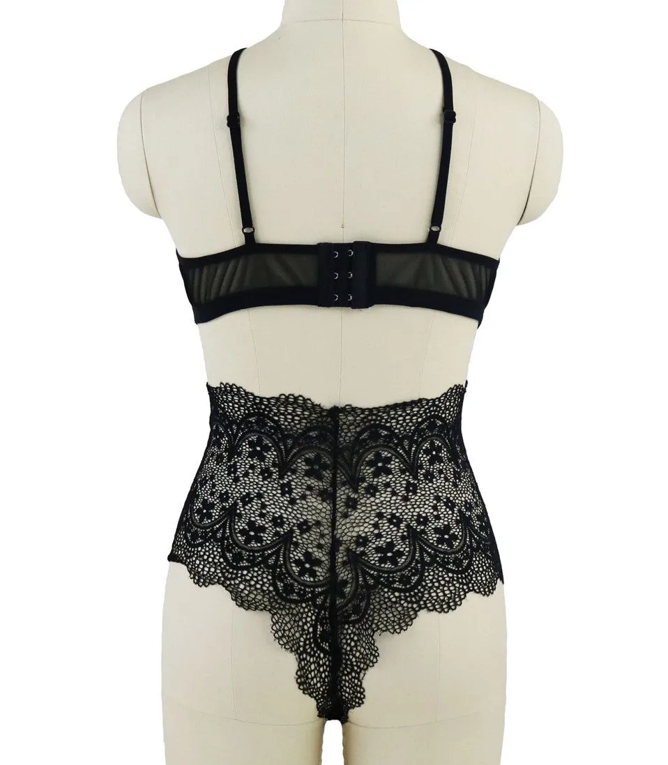 Women's Lace Lingerie Set | Bralette and Hight Waist Panties