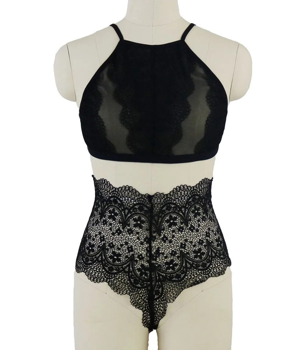 Women's Lace Lingerie Set | Bralette and Hight Waist Panties