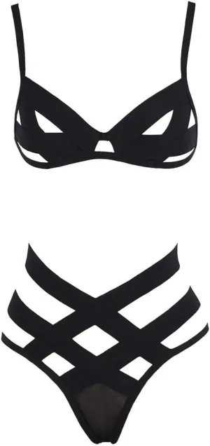 Womens Lingerie Corset Sexy Hollow Bandage Bra and Panty Sets Bralette High Waist Briefs Underwear Sleepwear Clubwear
