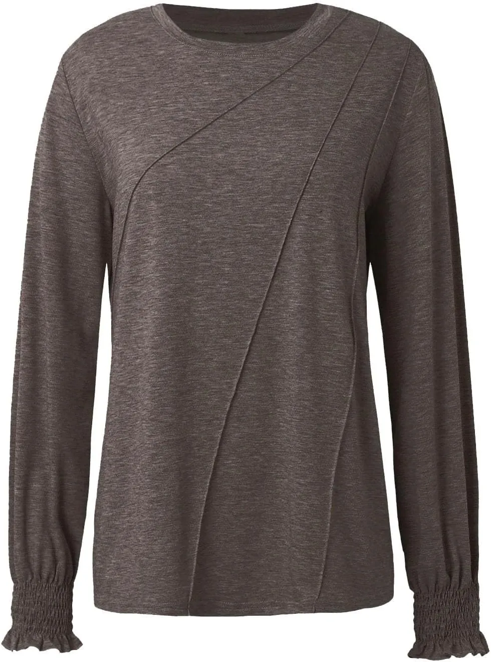 Womens Long Sleeve Shirts Fashion Crewneck Pleated Blouse Dressy Casual Tops Plus Size T Shirt 2024 Fall Trendy Clothes