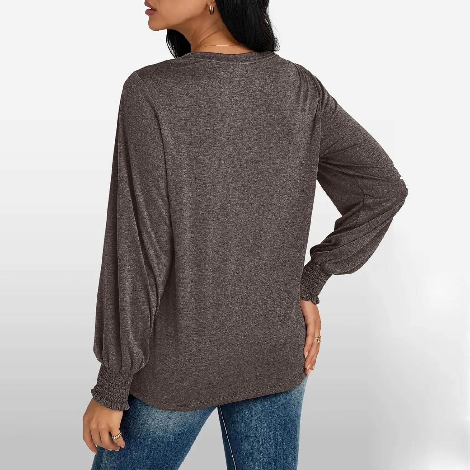 Womens Long Sleeve Shirts Fashion Crewneck Pleated Blouse Dressy Casual Tops Plus Size T Shirt 2024 Fall Trendy Clothes