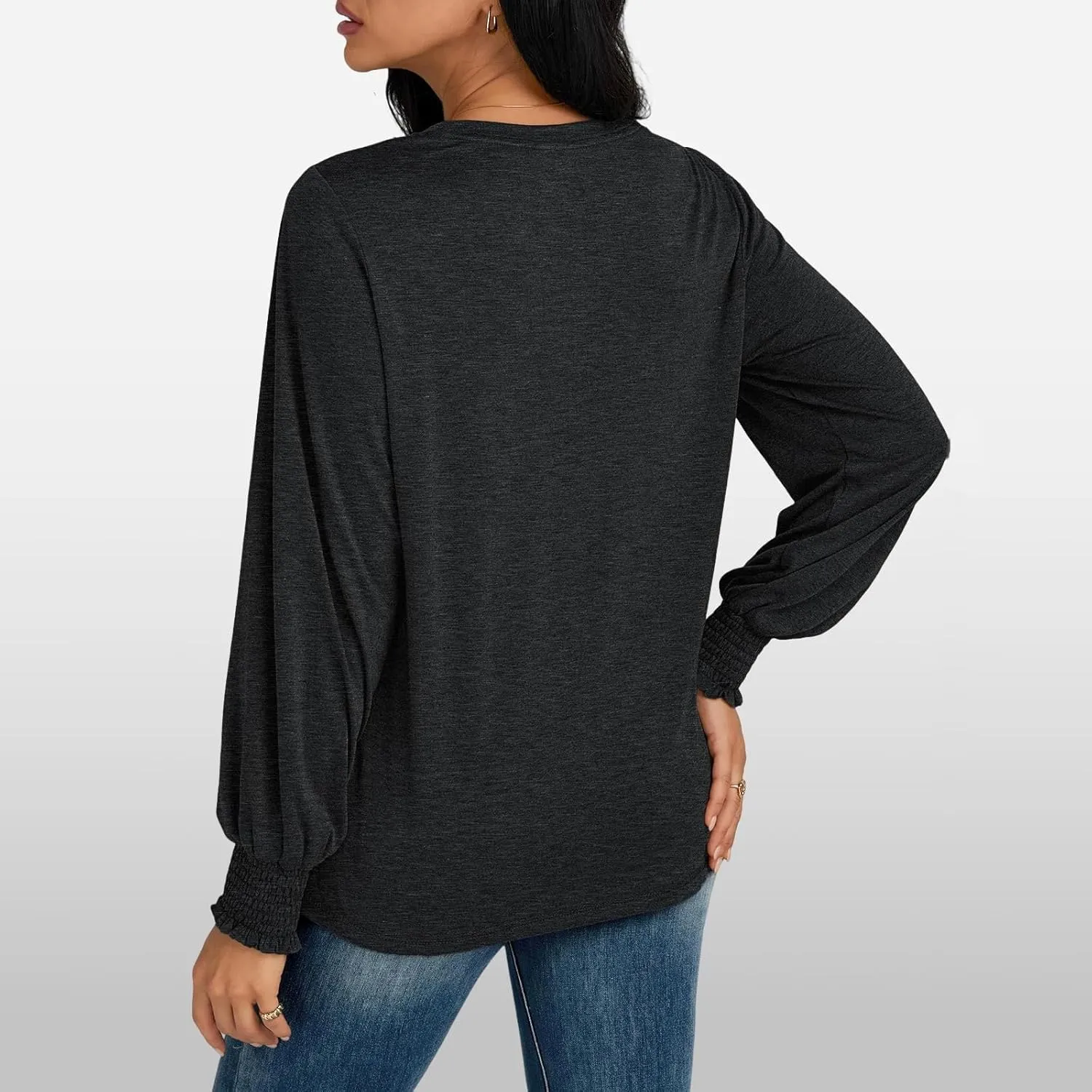 Womens Long Sleeve Shirts Fashion Crewneck Pleated Blouse Dressy Casual Tops Plus Size T Shirt 2024 Fall Trendy Clothes