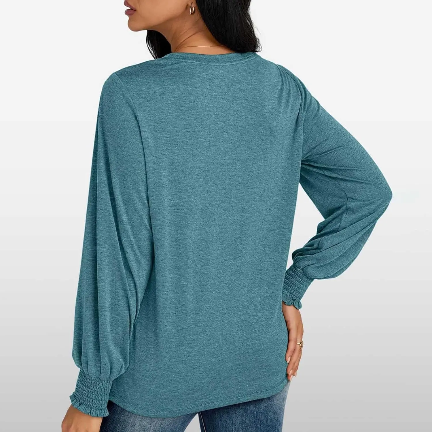 Womens Long Sleeve Shirts Fashion Crewneck Pleated Blouse Dressy Casual Tops Plus Size T Shirt 2024 Fall Trendy Clothes