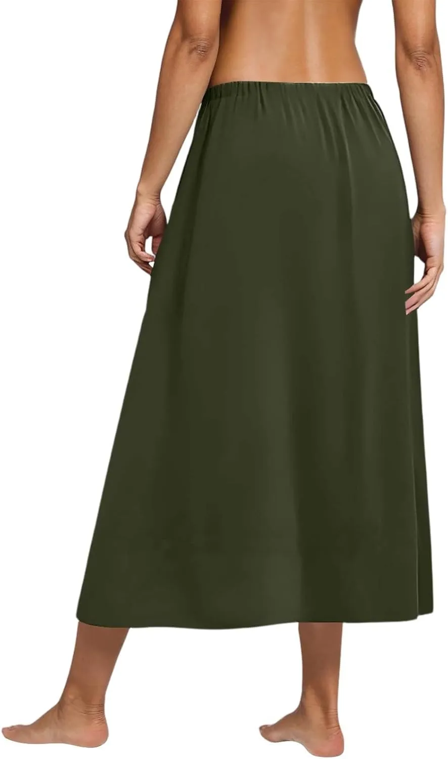 Women's Midi Boho Floral Skirts Trendy A Line Skirt High Elastic Waist Comfy Flowy Skorts with Pockets