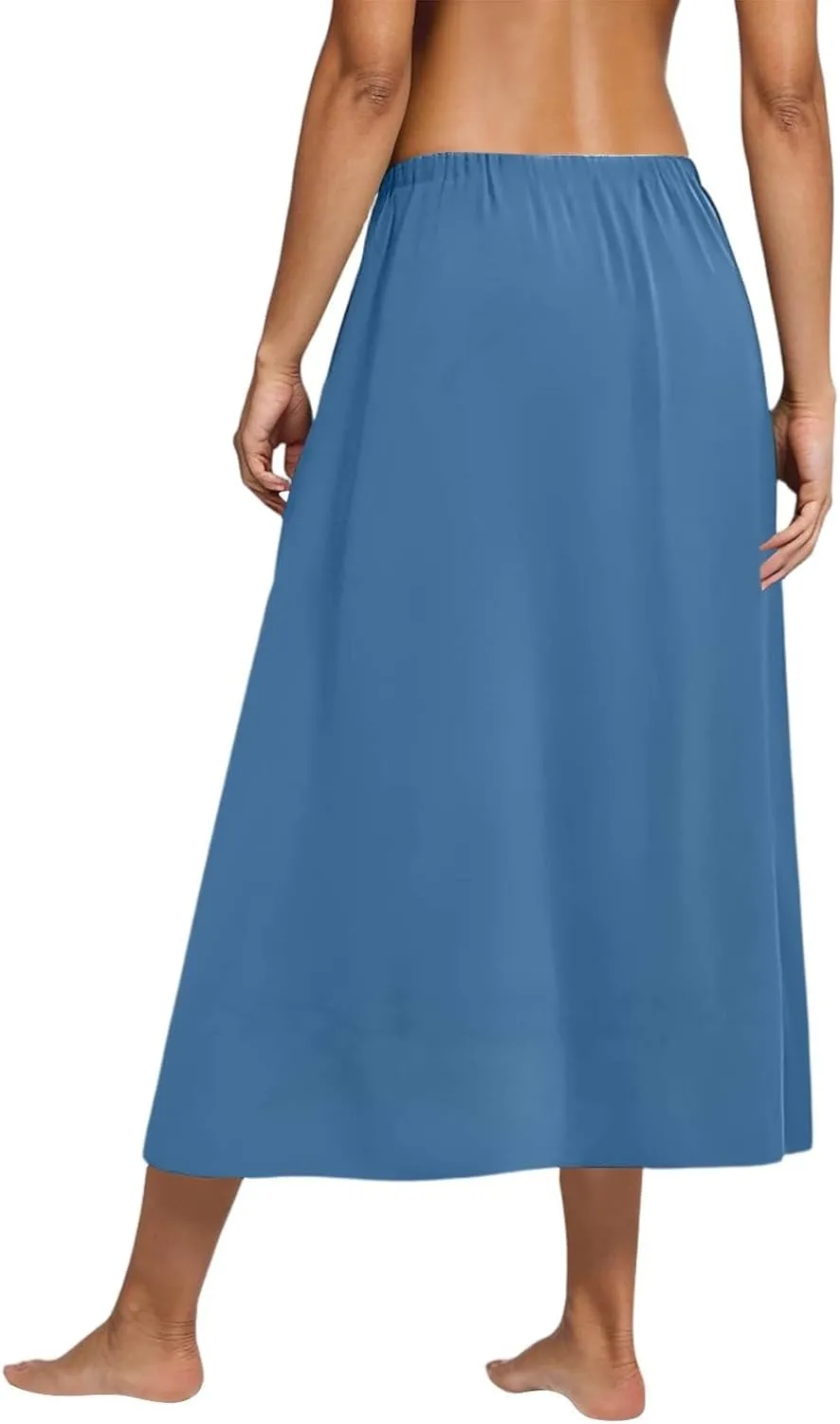 Women's Midi Boho Floral Skirts Trendy High Elastic Waist Comfy Flowy A Line Skirt Skorts with Pockets