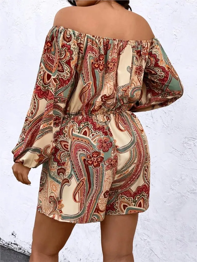Women's Off Shoulder 5XL Rompers Fashion Designer Jumpsuits (Plus Size)