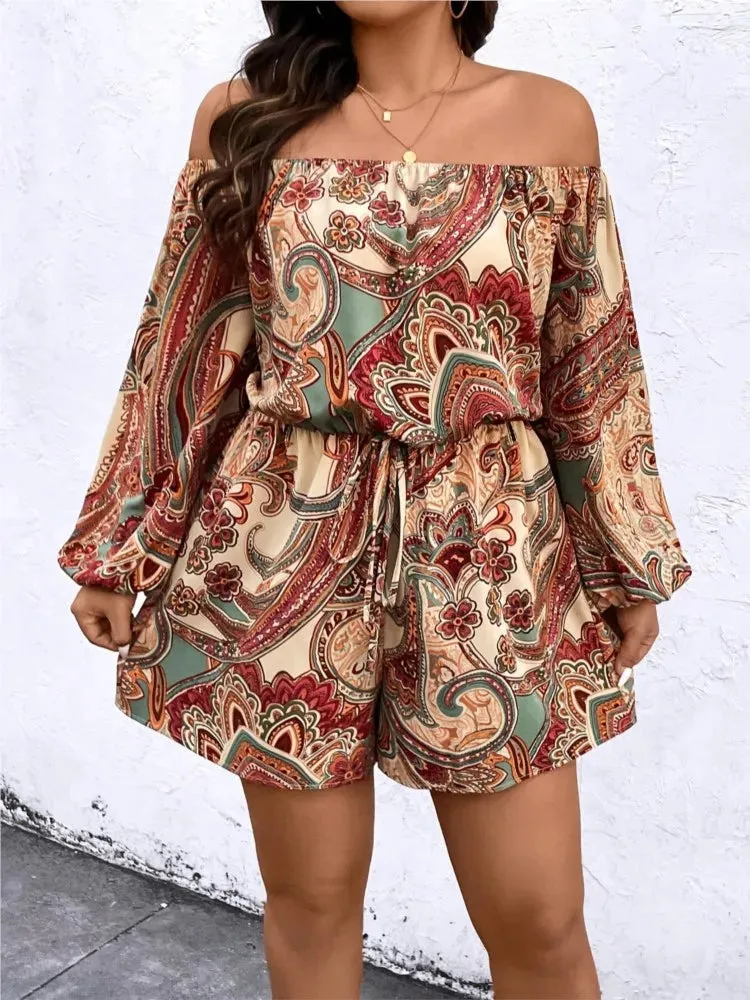 Women's Off Shoulder 5XL Rompers Fashion Designer Jumpsuits (Plus Size)