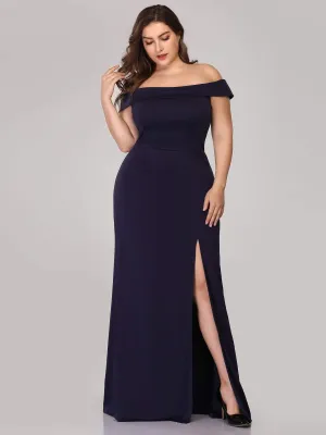 Women's Off Shoulder Side Split Bodycon Evening Maxi Dress