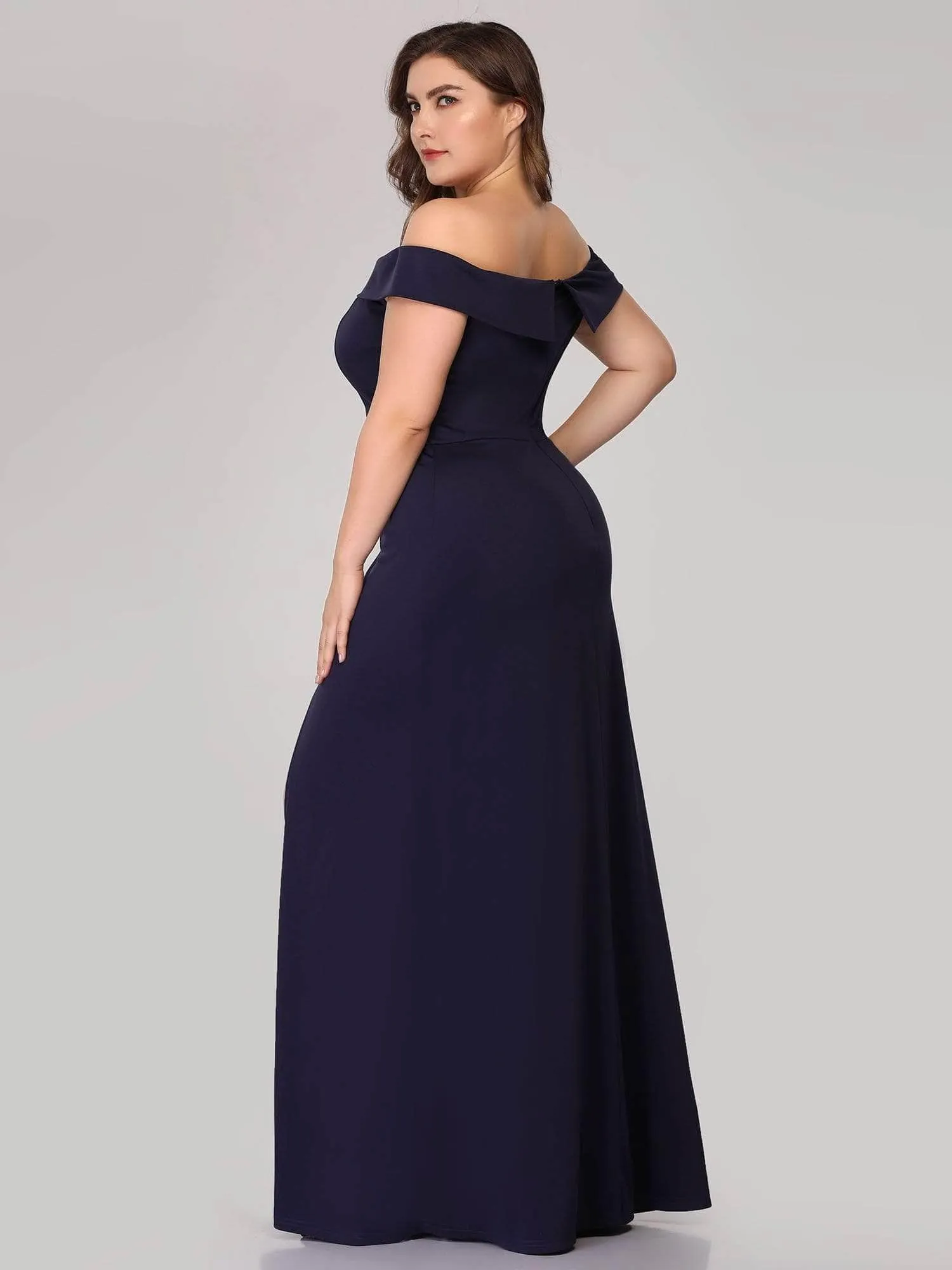 Women's Off Shoulder Side Split Bodycon Evening Maxi Dress