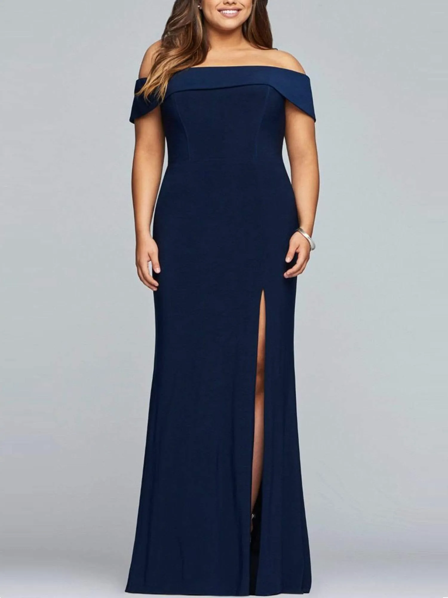Women's Off Shoulder Side Split Bodycon Evening Maxi Dress