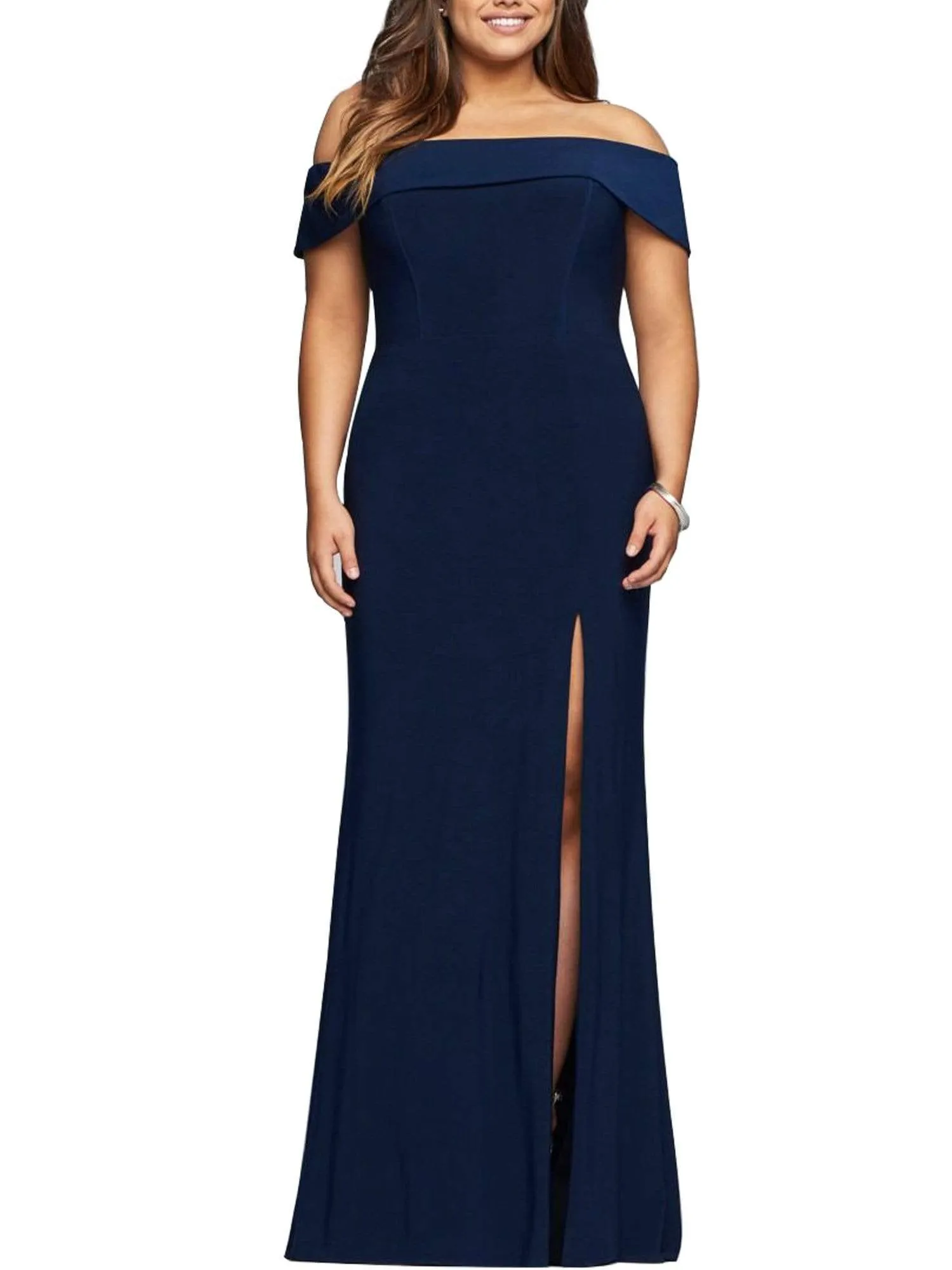 Women's Off Shoulder Side Split Bodycon Evening Maxi Dress