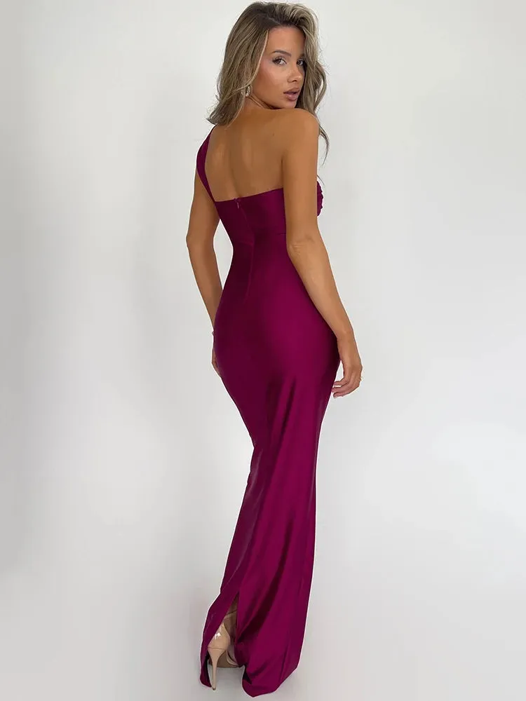 Women's One Shoulder Designer Fashion Bodycon Dresses (Long)