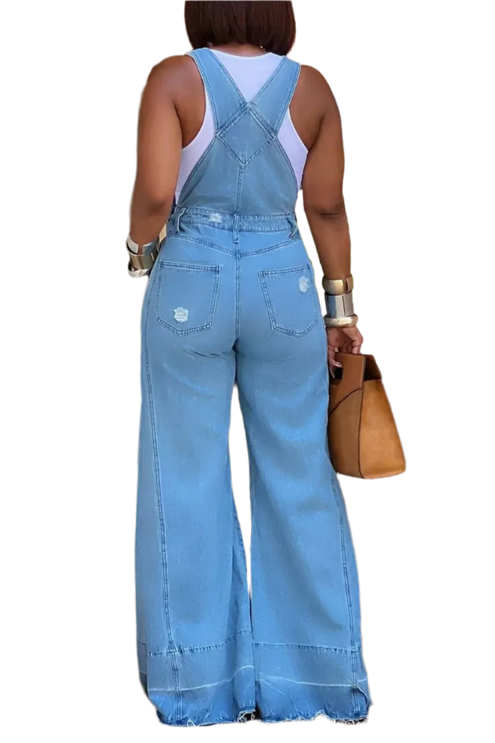 Women's Overalls Fashion Designer Denim Wide Leg Pants (Plus Size)