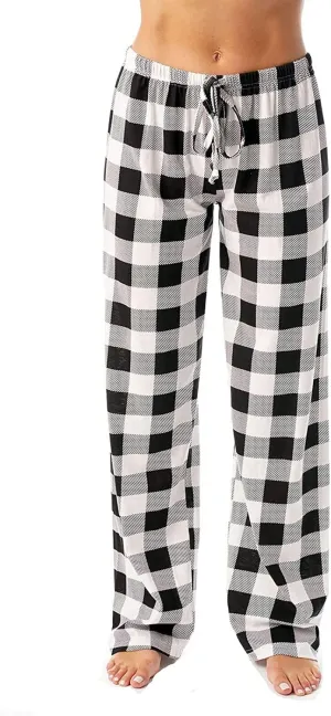 Womens Pajama Pants Checkered Comfy Plus Size Bottoms Sleep Pants Wide Leg Family Cozy Pjs Fleece Unisex