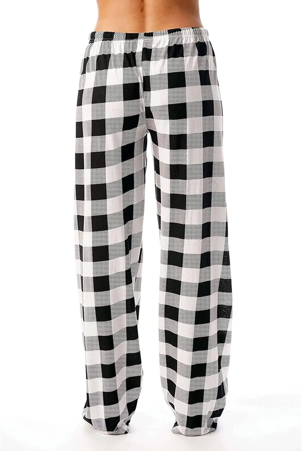 Womens Pajama Pants Checkered Comfy Plus Size Bottoms Sleep Pants Wide Leg Family Cozy Pjs Fleece Unisex