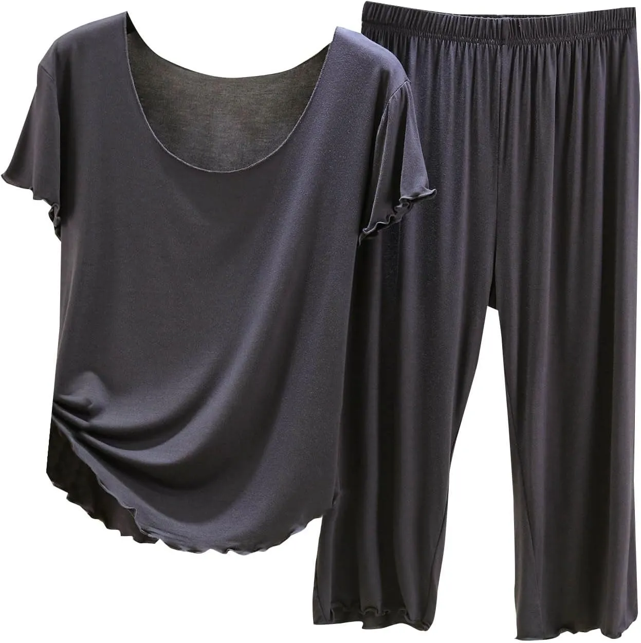 Women's Pajamas Set Short Sleeve Top and Shorts Pants Lightweight Sleepwear Comfy Pjs Lounge Set Summer Loungwear