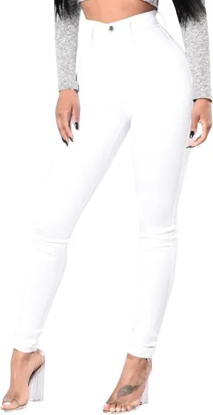Women's Pants High Waisted Jeans Skinny Stretch Trendy Denim Pants with Pockets, S-2XL