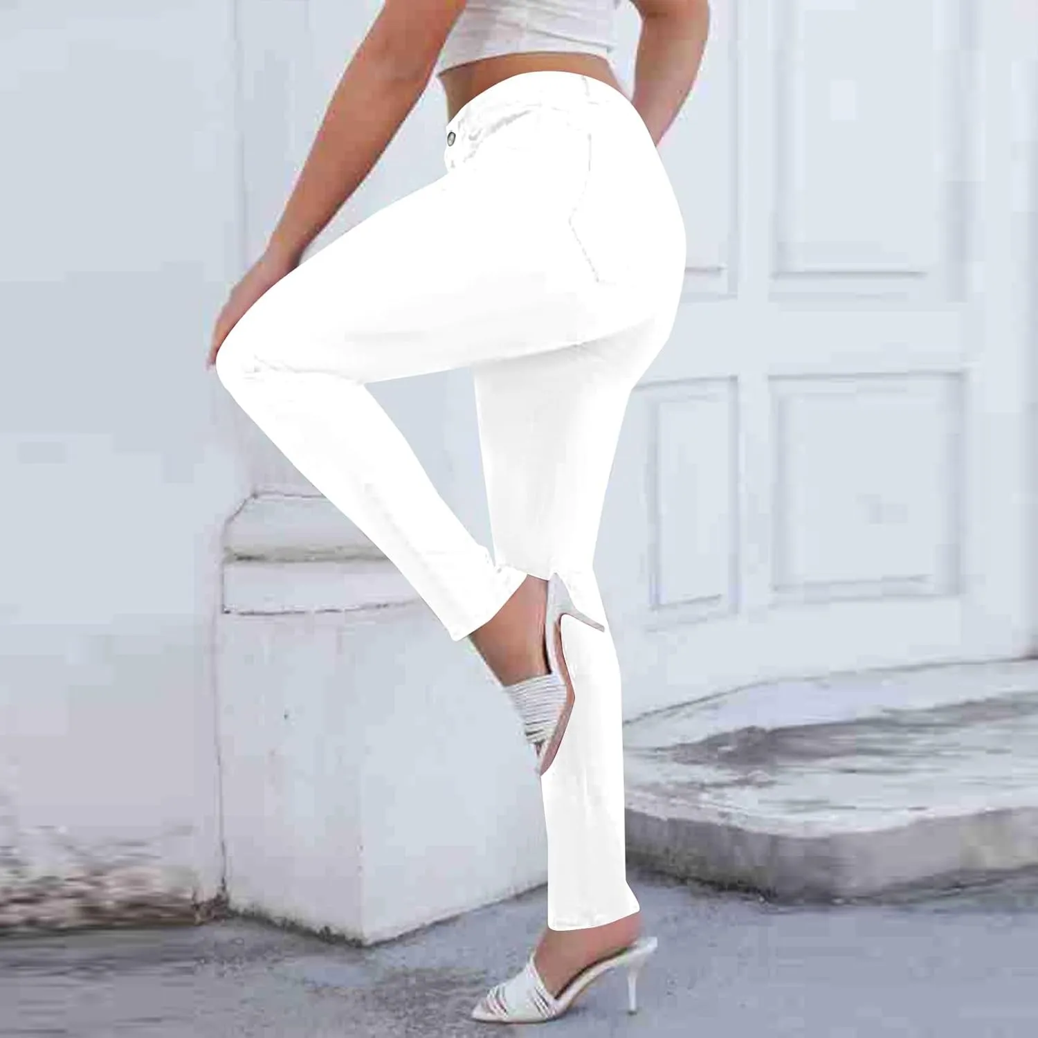 Women's Pants High Waisted Jeans Skinny Stretch Trendy Denim Pants with Pockets, S-2XL