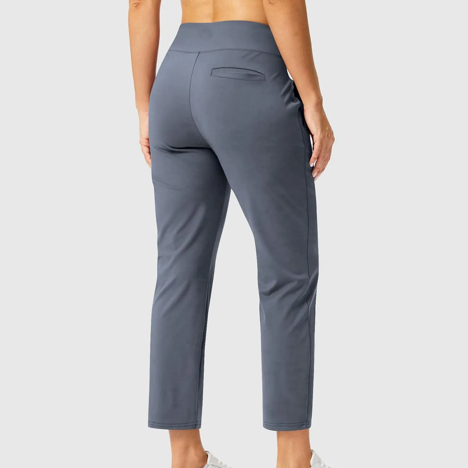Women's Pants with Pockets 7/8 High Waisted Stretch Ankle Pants Casual Straight Leg Travel Athletic Work Trousers