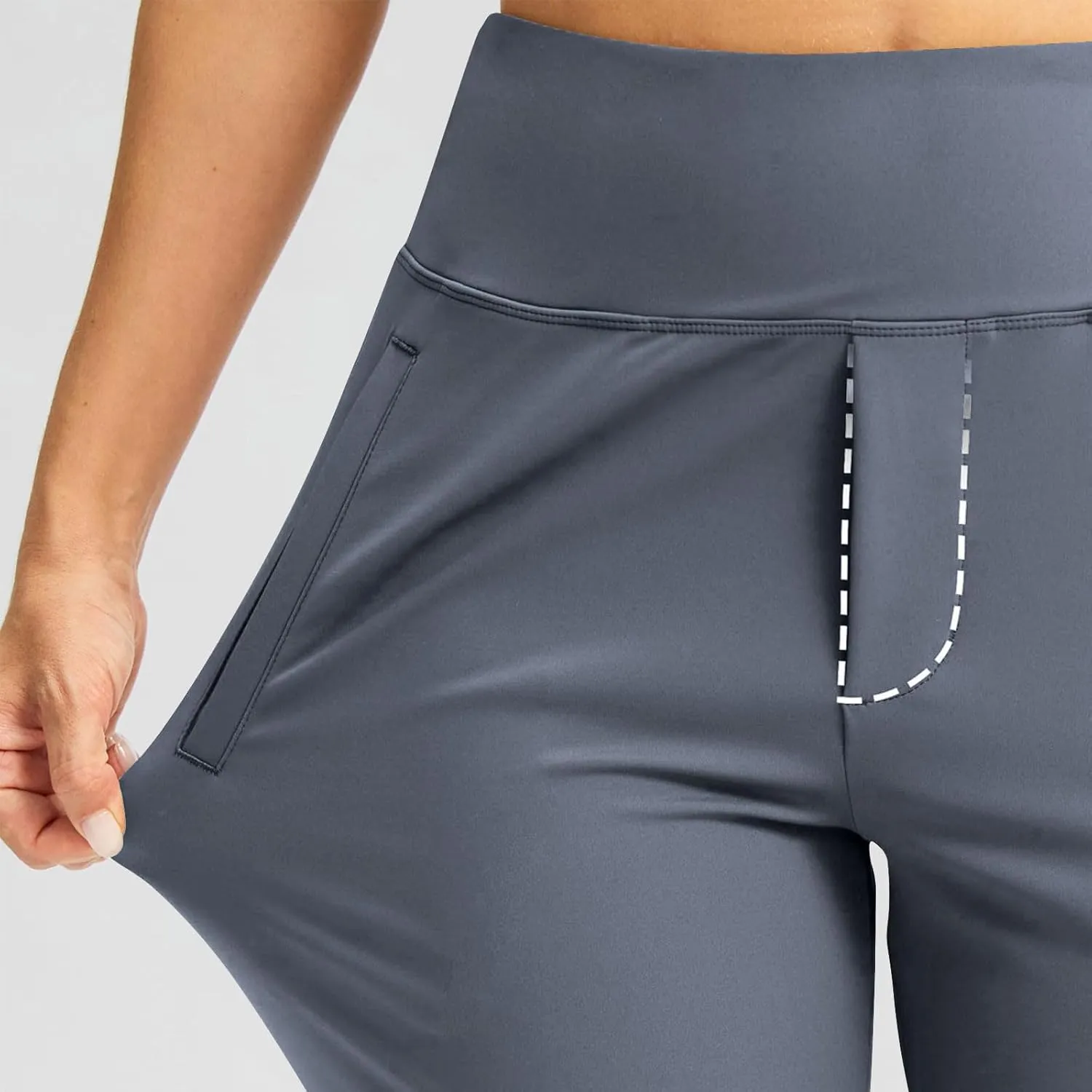 Women's Pants with Pockets 7/8 High Waisted Stretch Ankle Pants Casual Straight Leg Travel Athletic Work Trousers