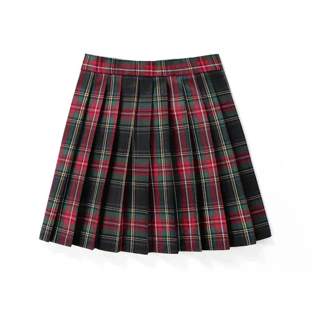 Women's Plaid Fashion Designer A-line Mini Short Skirts (Plus Size)